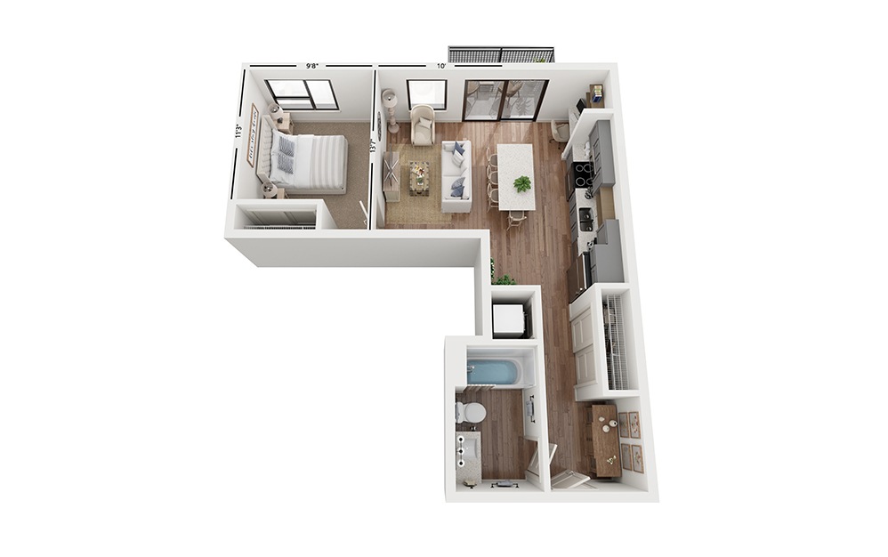 Sole B3 - 1 bedroom floorplan layout with 1 bath and 655 square feet.